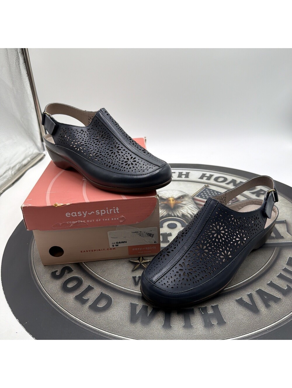 Easy Spirit Women's seDawn Slingback Block Heel Casual Dark Blue Size 9 W